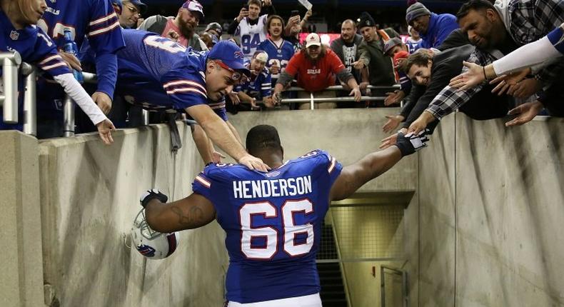 Seantrel Henderson #66 of the Buffalo Bills will serve a 10-game suspension after using medicinal marijuana