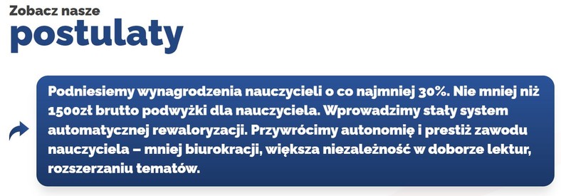 Postulat KO dotyczący podwyżek dla nauczycieli