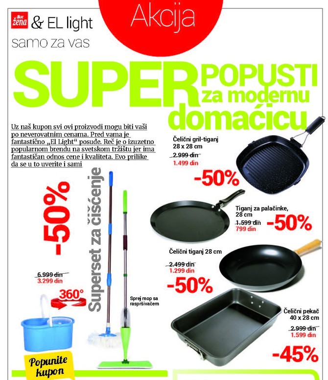 Sjajno posuđe i set za čišćenje upola cene