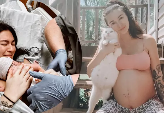 Kobieta w ciąży przygarnęła ciężarną kotkę. Obie zostały mamami w tym samym czasie