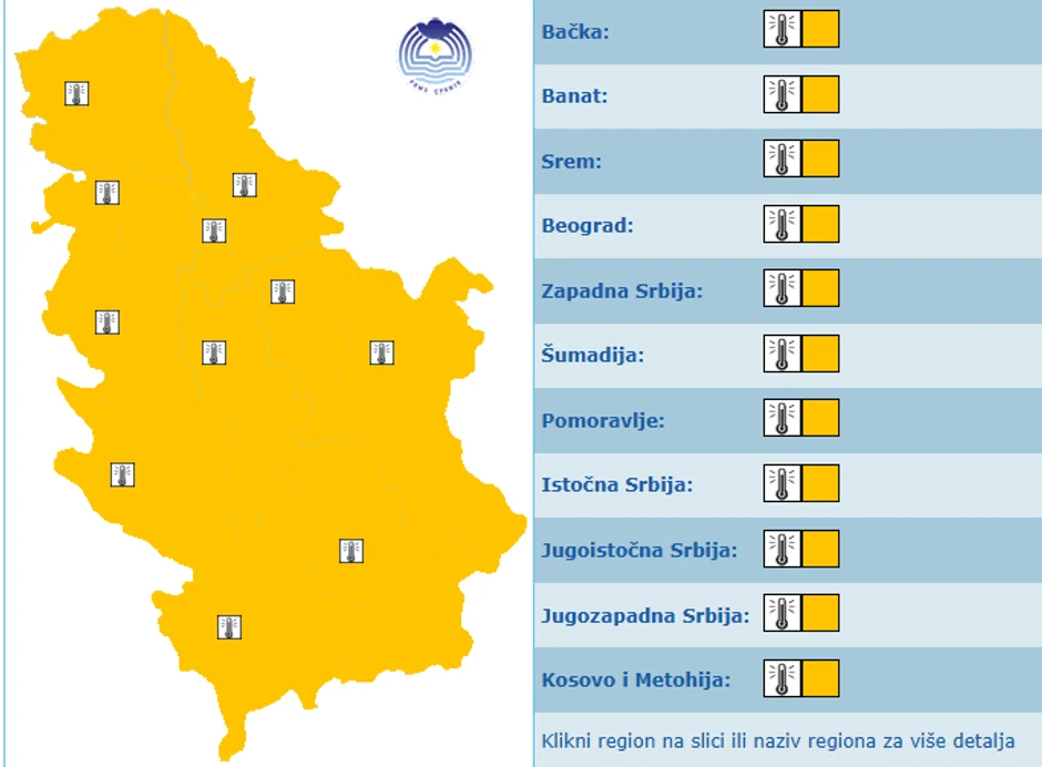 Meteoalarm RHMZ za petak