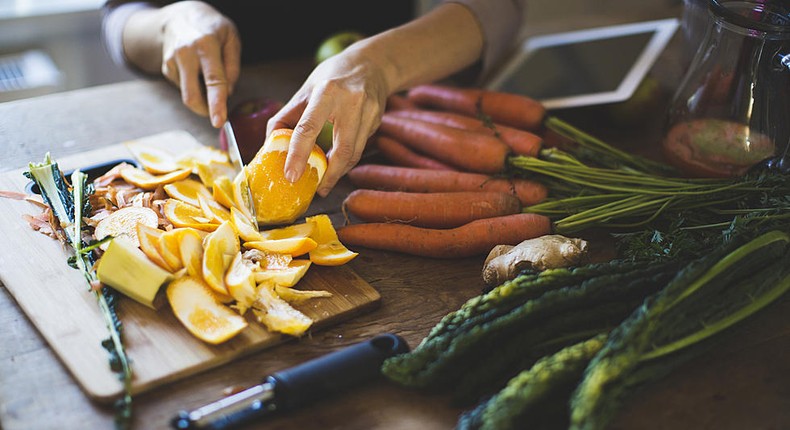 Leftover fruit and vegetable peels