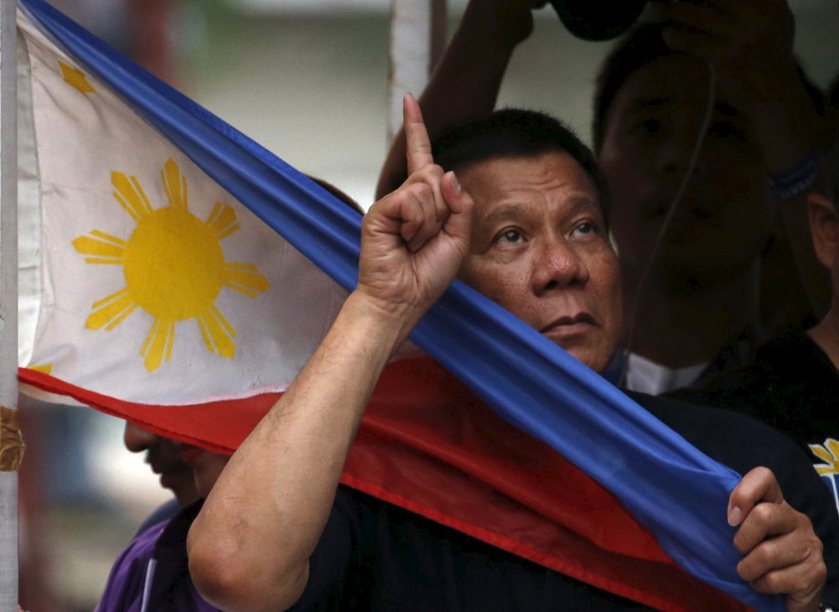 Duterte during election campaigning for the May 2016 national elections in Malabon, Philippines, on April 27.