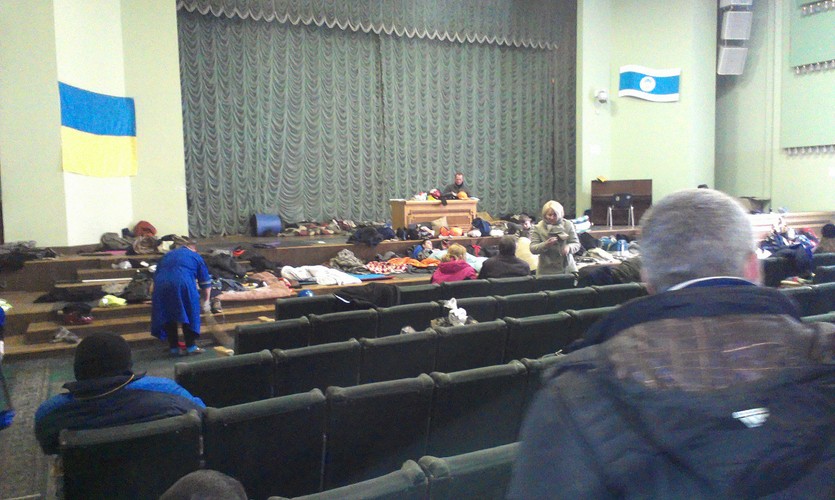 Sala konferencyjna zajęta przez demonstrantów z Majdanu