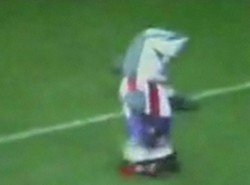 Ta maskotka sprofanowała barwy rywali