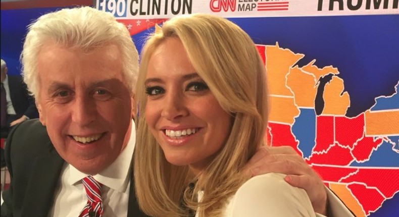 Kayleigh McEnany‏ watches the results roll in with her good friend Jeffrey Lord at CNN on Election Night.