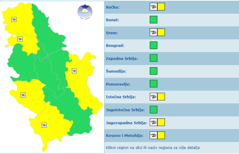 Meteoalarm za 15. novembar