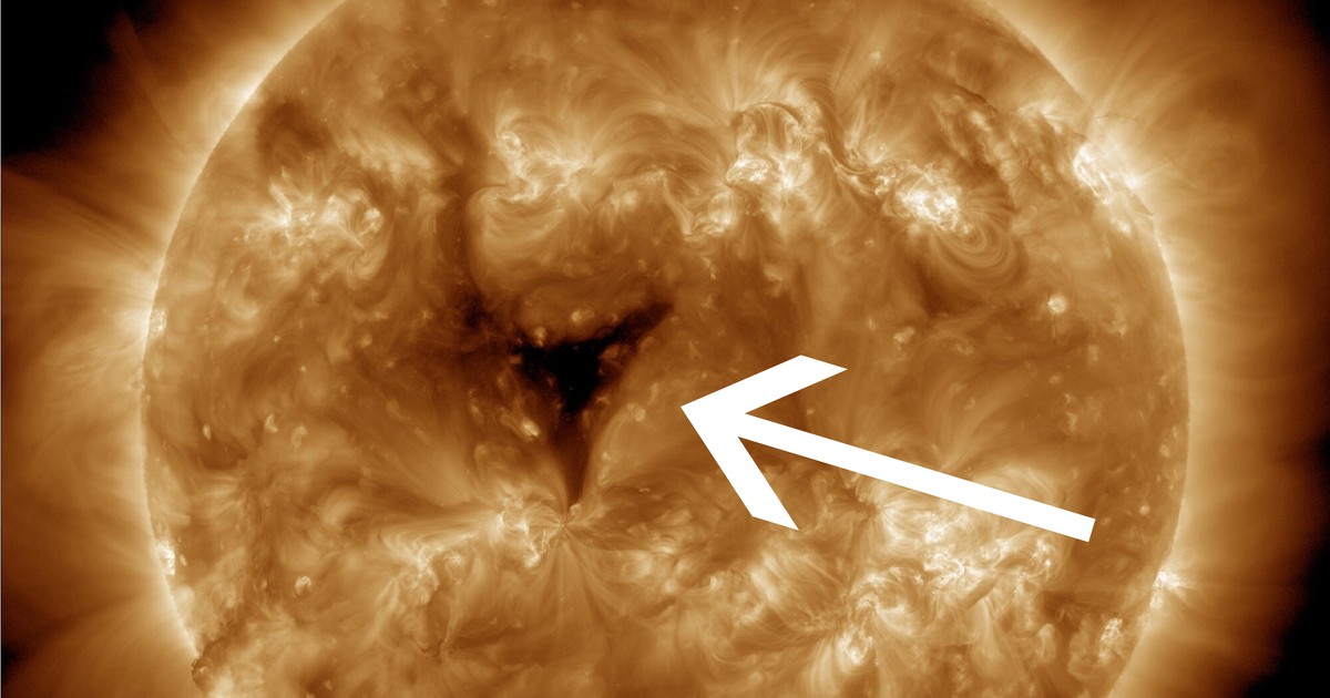 Another giant hole appeared in the sun.  It can send strong winds toward the Earth