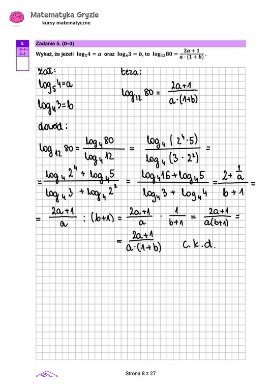 Matura 2024. Matematyka - poziom rozszerzony [ARKUSZE CKE i ODPOWIEDZI]. Zadanie 5