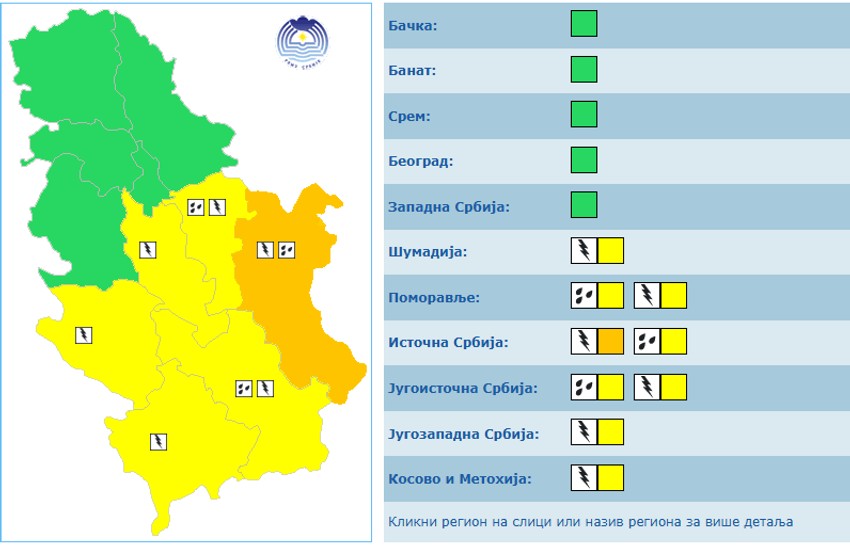 Meteoalarma za subotu 23. maj