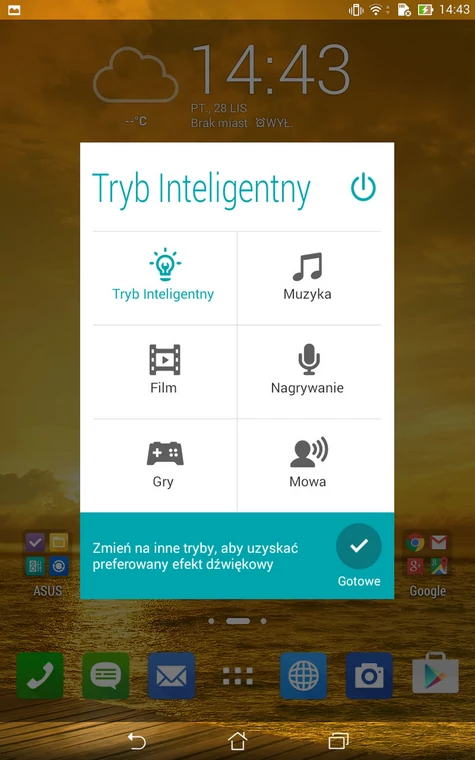 System Android 4.4.2 jest nieznacznie zmodyfikowany przez Asusa. ZenUI jest jednak wygodny w obsłudze