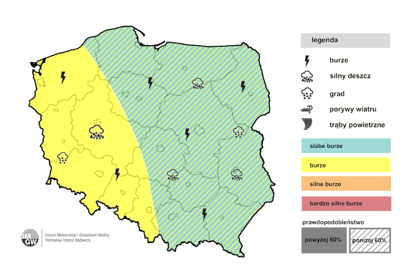 W sobotę burze możliwe są w całej Polsce, ale im dalej na zachód, tym będzie ich więcej