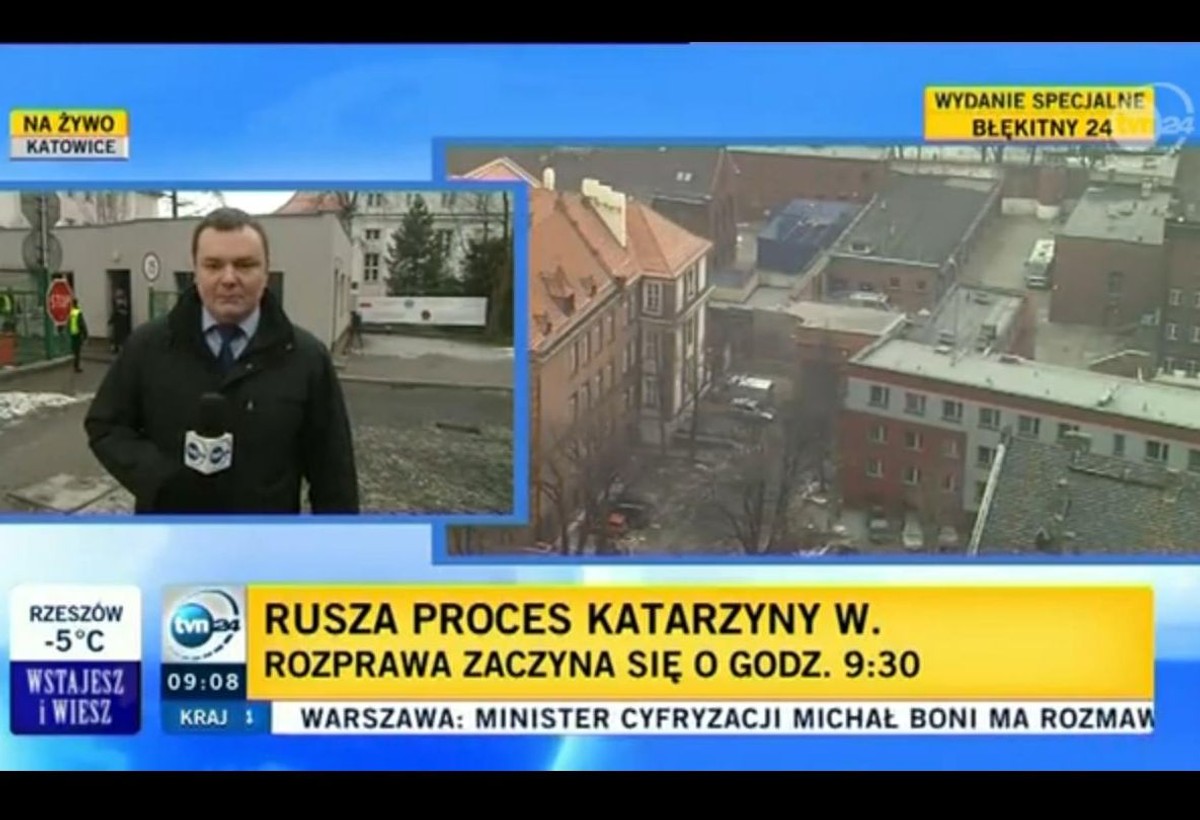 Transmisja w TVN24 z przewożenia Katarzyny W. na salę rozpraw