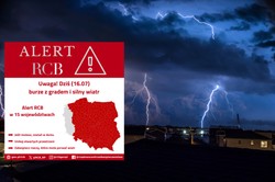 Alert RCB dla 15 województw: burze z gradem, silny wiatr