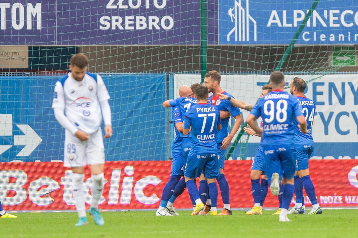 Radość zawodników Piasta Gliwice po zdobytej bramce