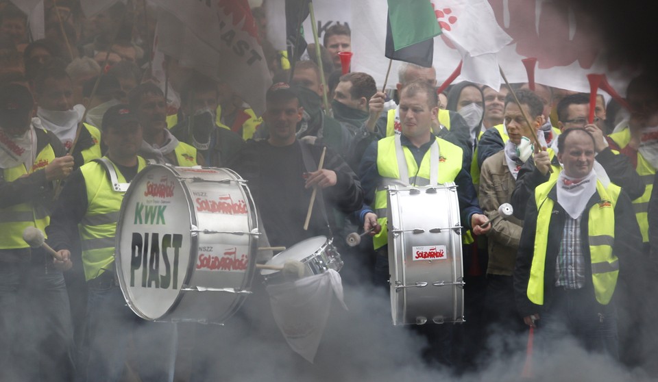 KATOWICE PROTEST GÓRNICZYCH ZWIĄZKÓW ZAWODOWYCH (manifestacja górniczych związkowców)