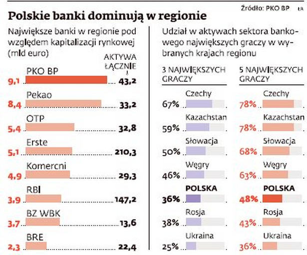 Polskie banki dominują w regionie