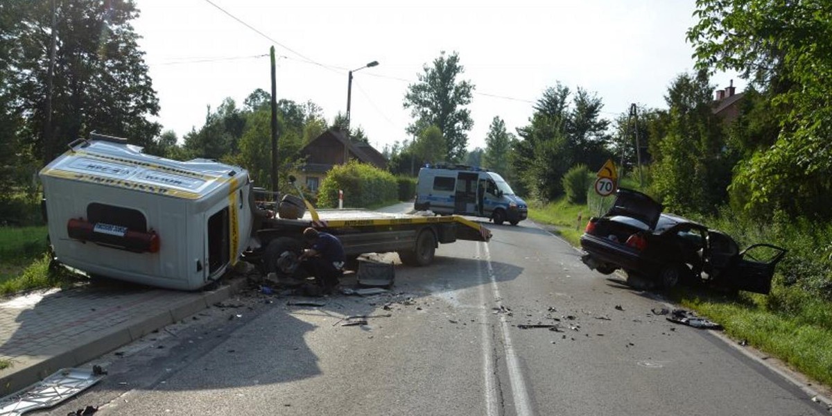 Zderzenie BMW z Lawetą w miejscowości Hyżne