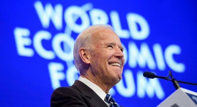 Outgoing US vice president Joe Biden addresses the assembly on the second day of the World Economic Forum, on January 18, 2017 in Davos.