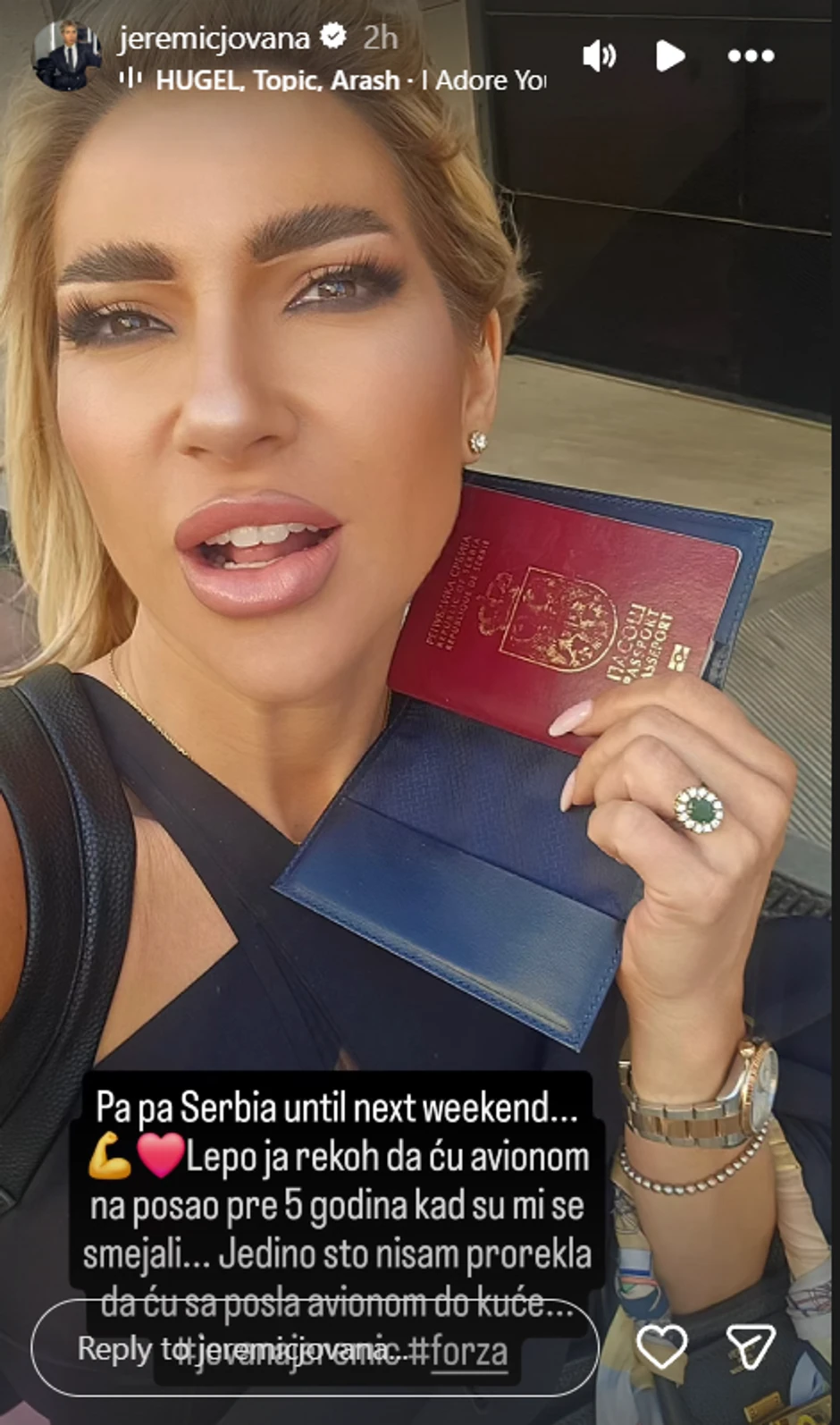 Jovana Jeremić napustila Srbiju