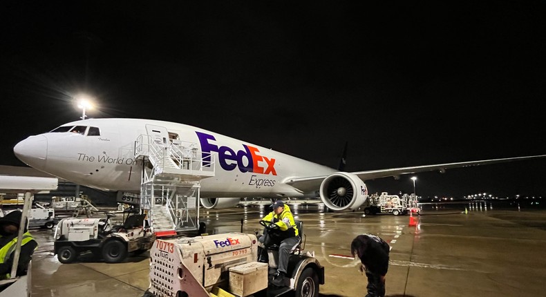 The FedEx flight used by Teri Eidson and Nicole McCallister on their record breaking journey.FedEx