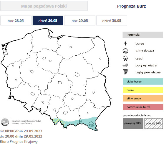 Burze możliwe są dziś w Karpatach