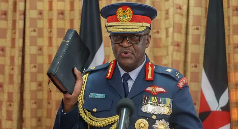 General Francis Ogolla during his swearing ceremony at State House, Nairobi on April 29, 2023