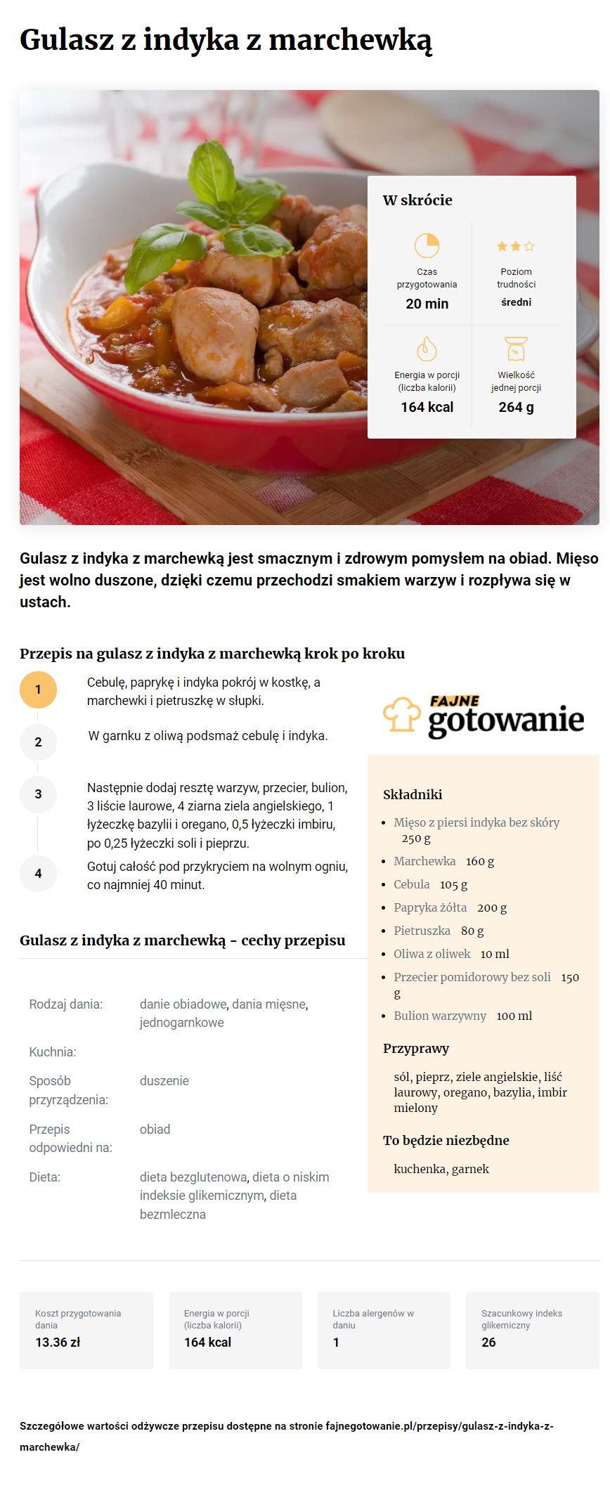 Gulasz z indyka z marchewką