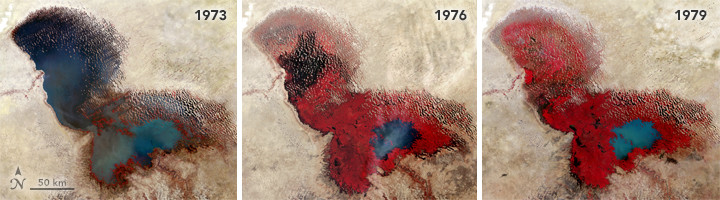 Zmiany powierzchni jeziora Czad na przestrzeni lat