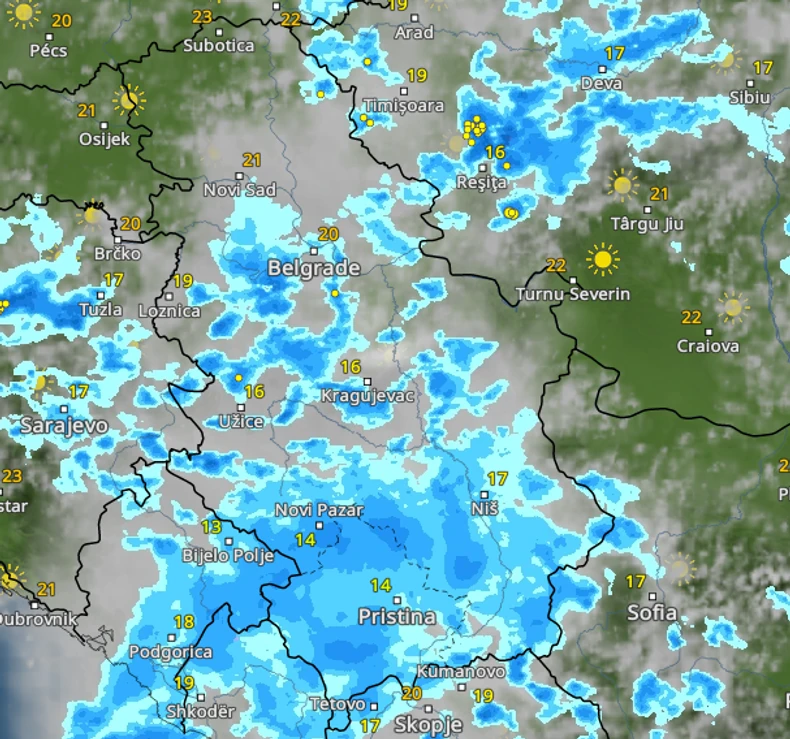 Kretanje nevremena u 14 sati