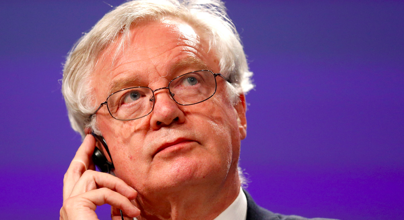 Britain's Secretary of State for Exiting the European Union David Davis speaks at the European Commission after the first day of Brexit talks in Brussels, Belgium, June 19, 2017.