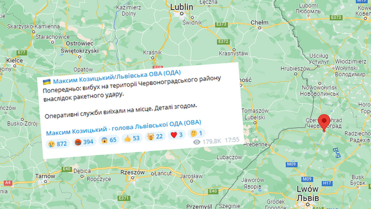 Atak rakietowy 15 km od polskiej granicy. MSZ komentuje
