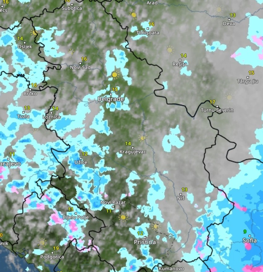 sneg i kiša u 15 sati danas