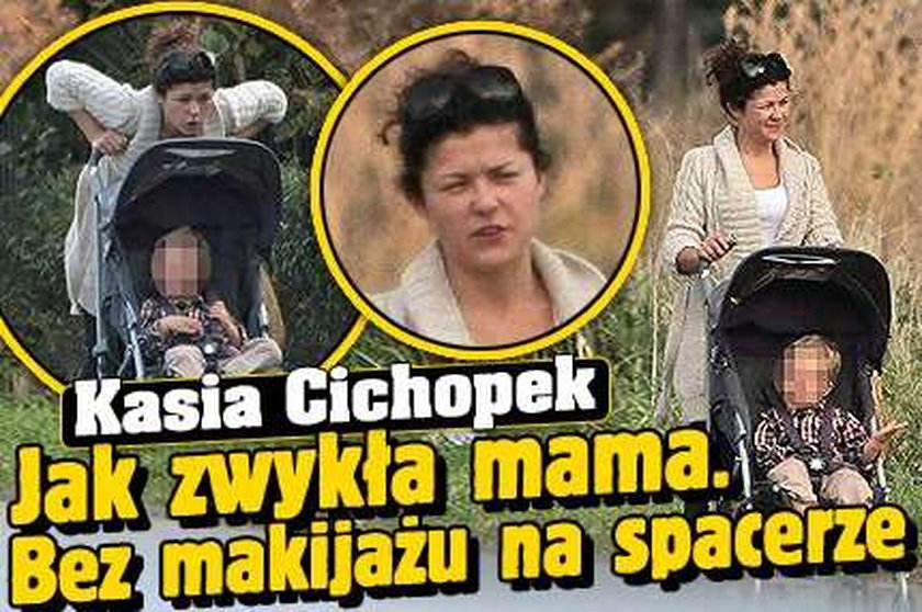 Kasia Cichopek jak zwykła mama. Bez makijażu na spacerze