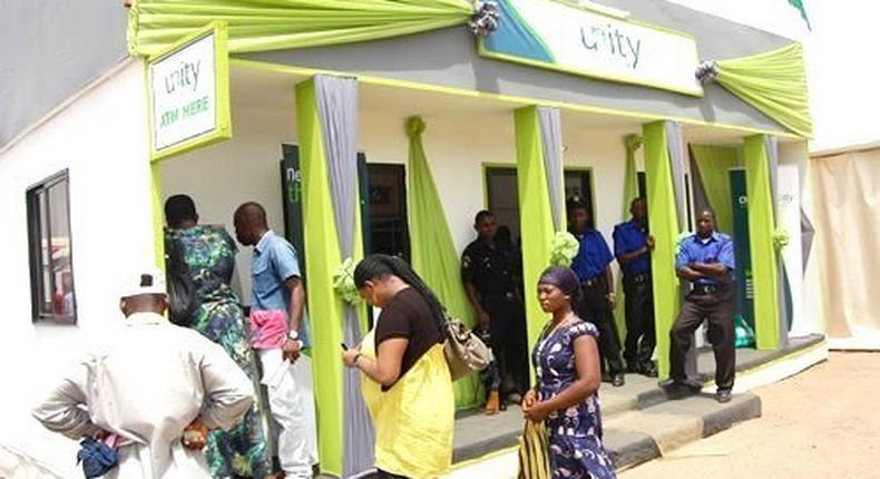 Customers using Unity Bank Plc ATM 
