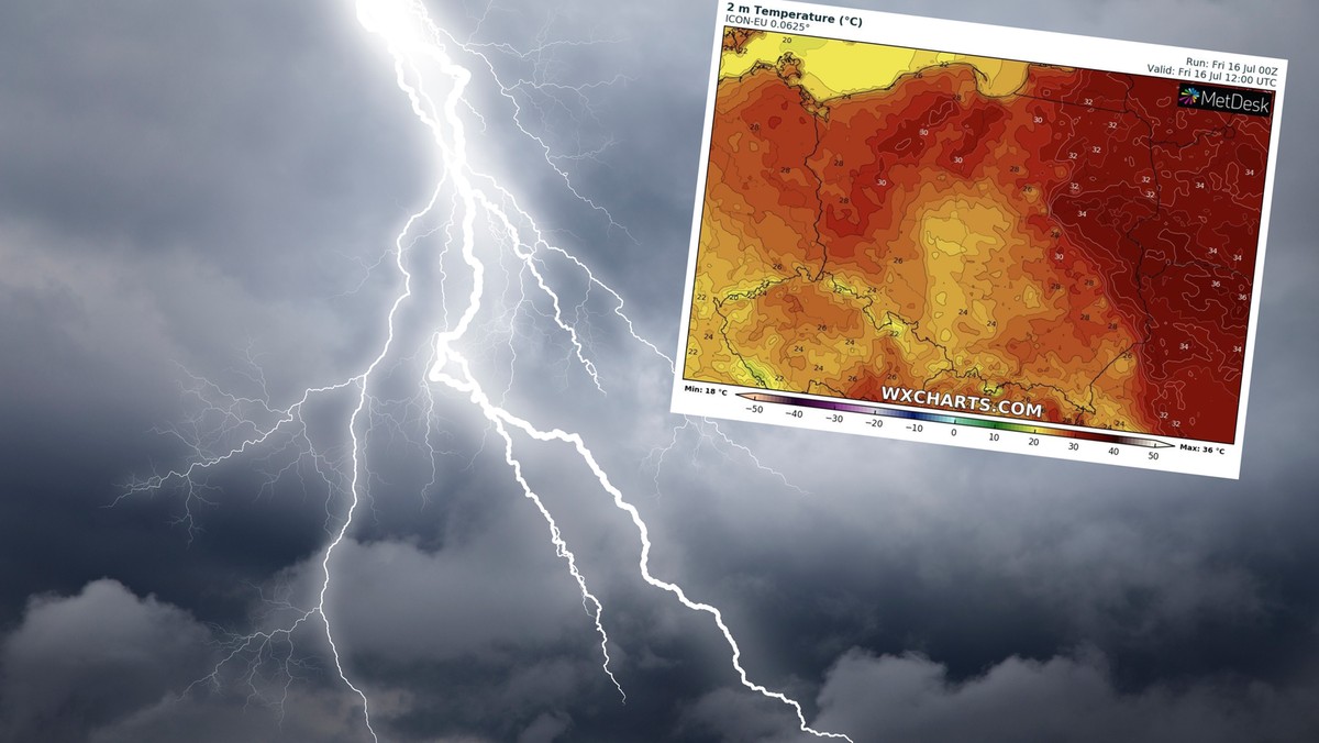 Prognoza pogody na piątek, 16 lipca. Pojawią się burze. Upał tylko na wschodzie