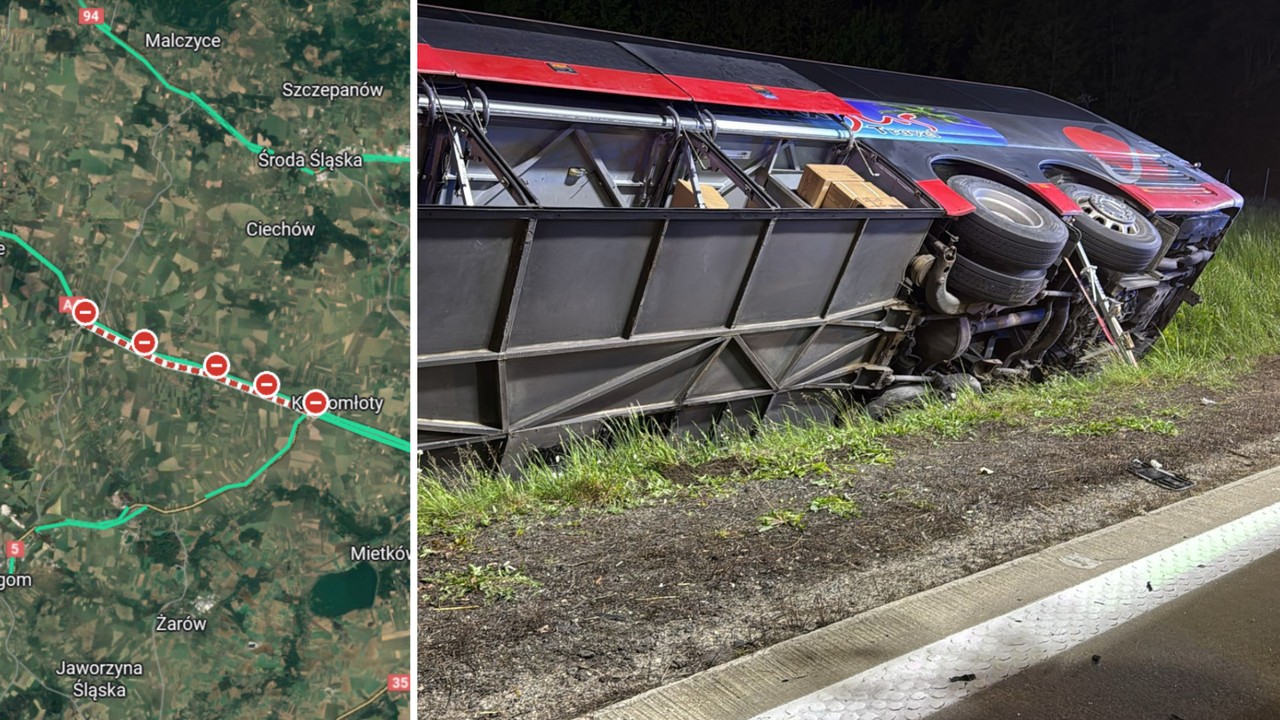 Wypadek autokaru z amerykańskimi żołnierzami na A4. Akcja służb
