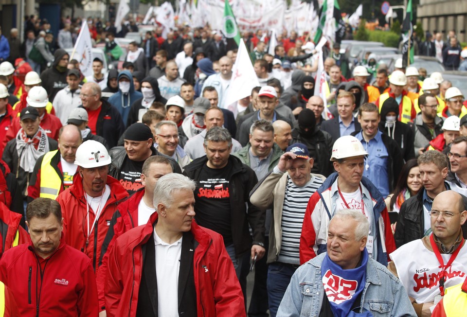 KATOWICE PROTEST GÓRNICZYCH ZWIĄZKÓW ZAWODOWYCH (manifestacja górniczych związkowców)