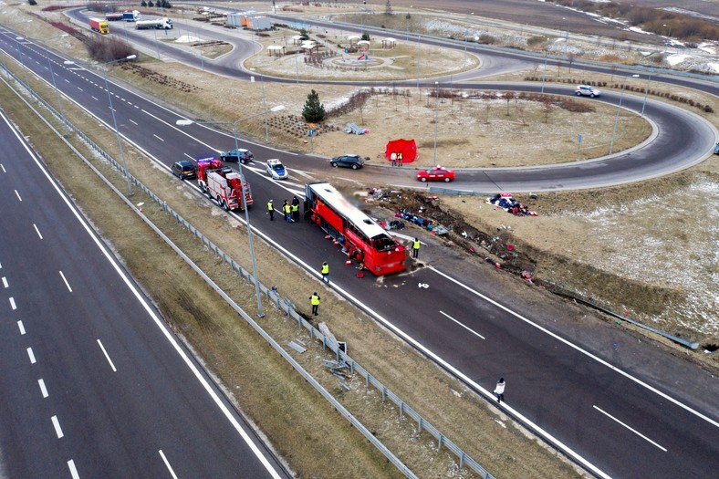 Wypadek ukraińskiego autokaru na A4