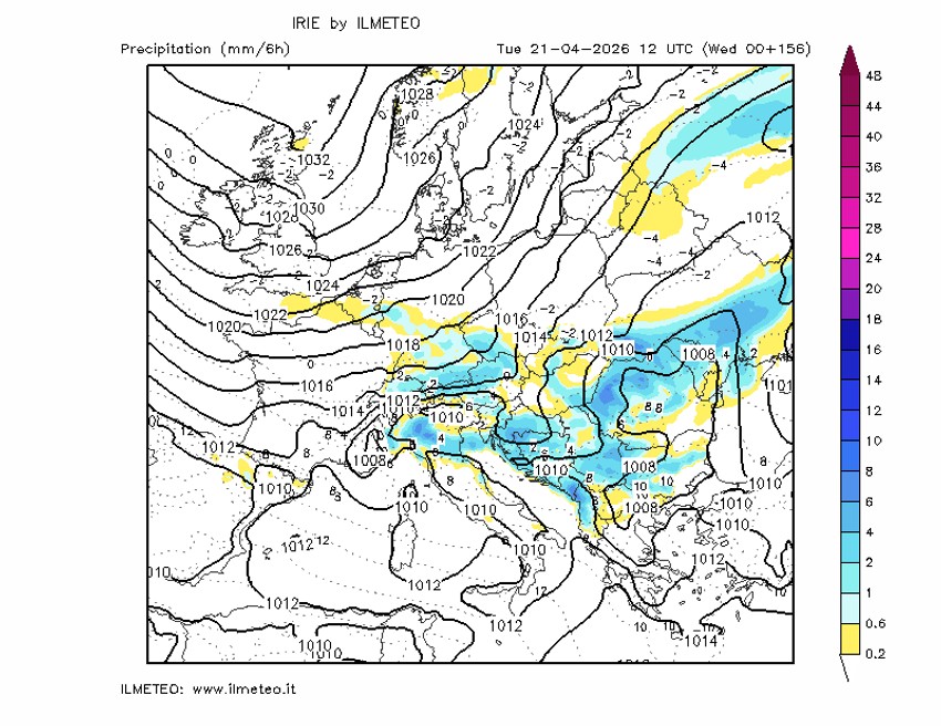 Severozapadni front donosi promenu vremenu, mapa za 21. april