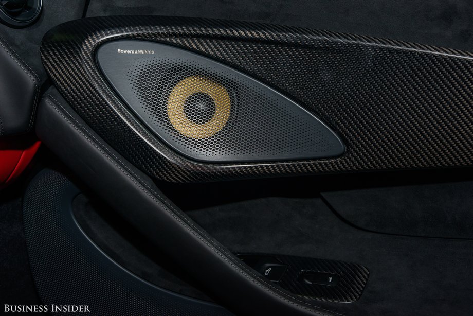 Our test car came equipped with a 12-speaker, 1280-watt sound system designed for McLaren by Bowers & Wilkins.