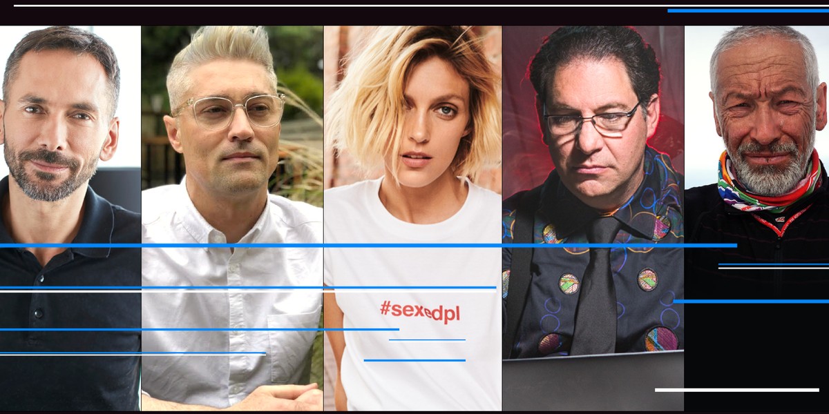 Niektórzy prelegenci i goście konferencji Inside Trends. Od lewej: Tomasz Czechowicz, Laurenti Arnault, Anja Rubik, Kevin Mitnick i Piotr Pustelnik