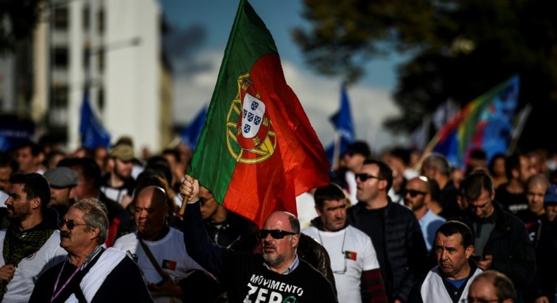 Portuese police officers are demanding better wages and working conditions after years of budget cuts