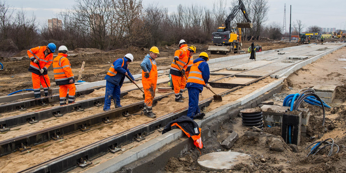 Trasa tramwajowa przy ul. Unii Lubelskiej na półmetku