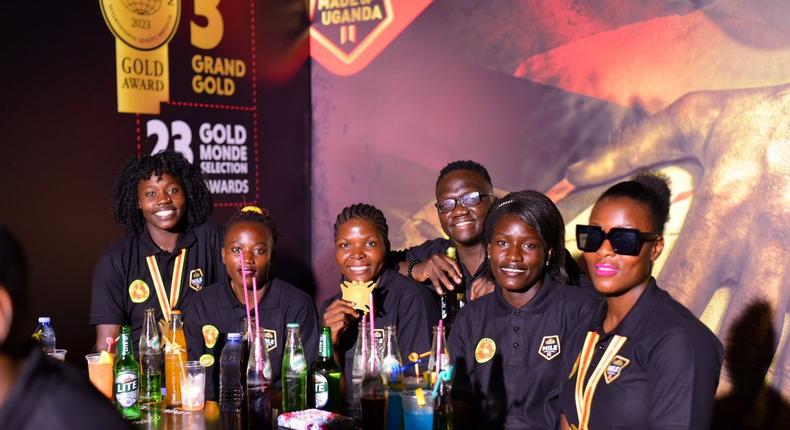 The Lady cranes show off their gold medals last night