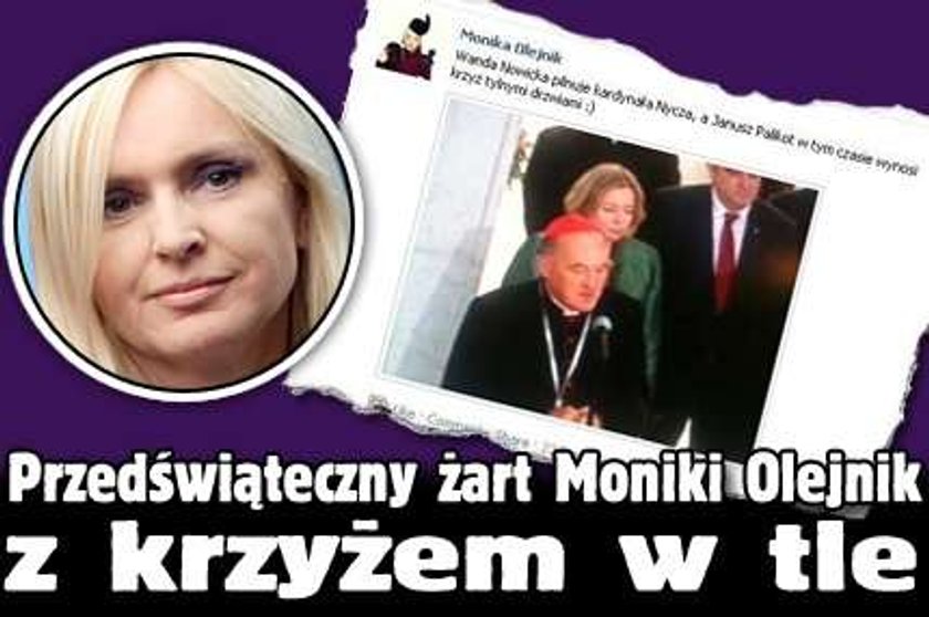 Przedświąteczny żart Moniki Olejnik z krzyżem w tle