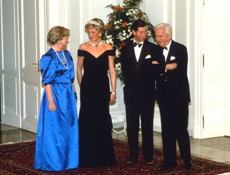Księżna Diana i książę Karol oraz  Richard von Weizsacker i Marianne von Weizsacker w 1987 r.