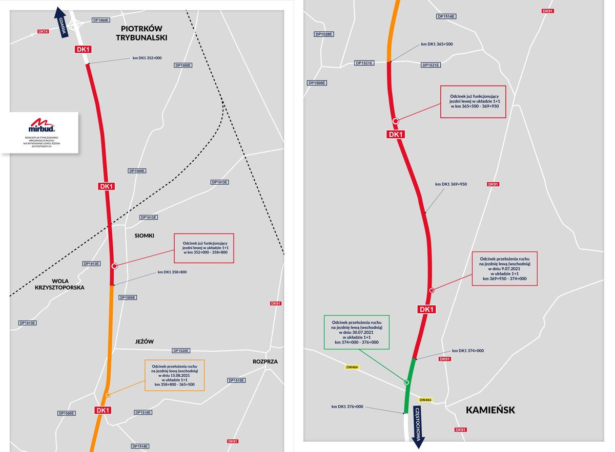 Autostrada A1: odcinek między Piotrkowem Trybunalskim a Kamieńskiem