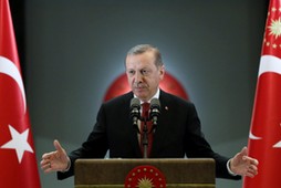 Turkish President Erdogan makes a speech during an iftar event in Ankara,