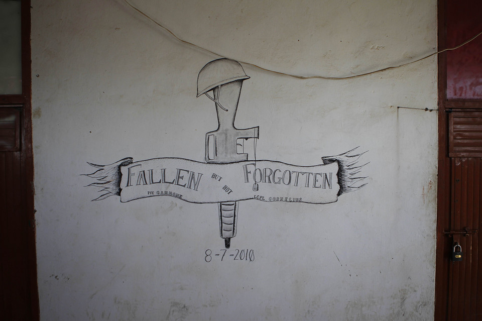 a Graffiti l on the walls of a compound in southern Afghanistan's Helmand province